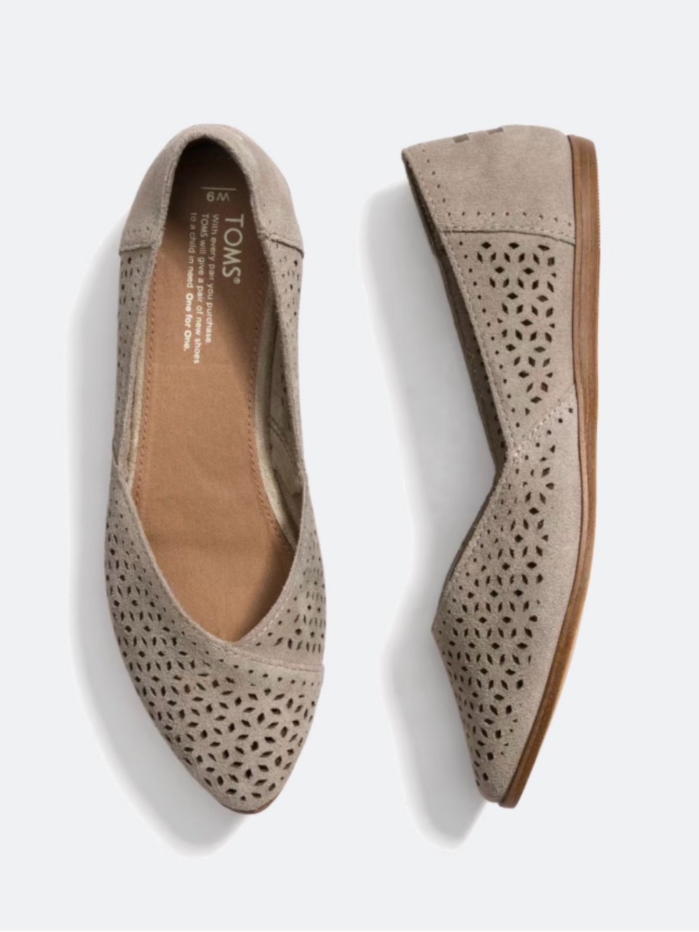 New Toms Jutti Neat Suede Flats Beige 8.5